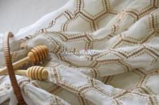 100 Grams Copper and Gold Sequins Embroidery in Honeycomb Pattern on Dyeable Viscose Georgette Fabric 44inch